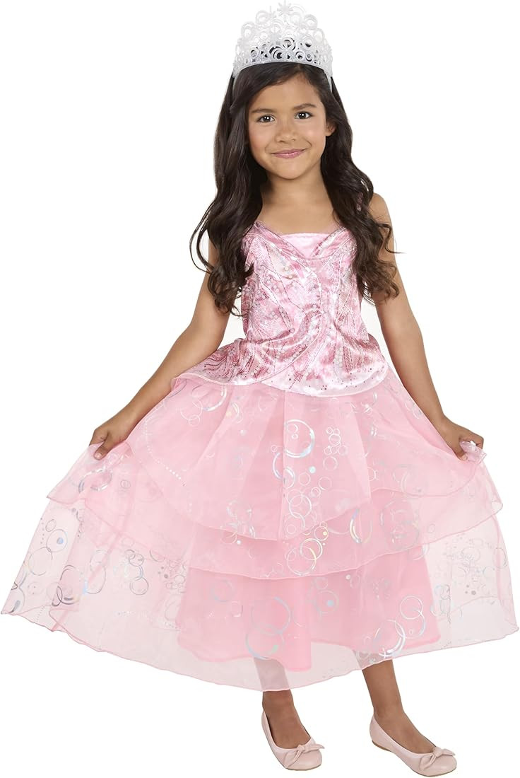 Wicked Glinda Dress for Girls Premium Official Costume Pink Bubble Dress & Shiny Tiara, with Holo... | Amazon (US)