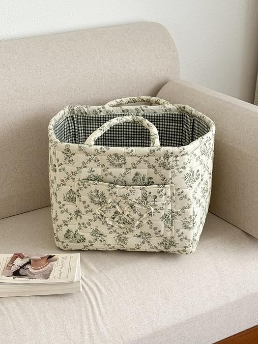 Storage Basket Boho Fabric Large Collapsible Floral Laundry Nursery Hamper Portable Folding Stora... | Amazon (US)