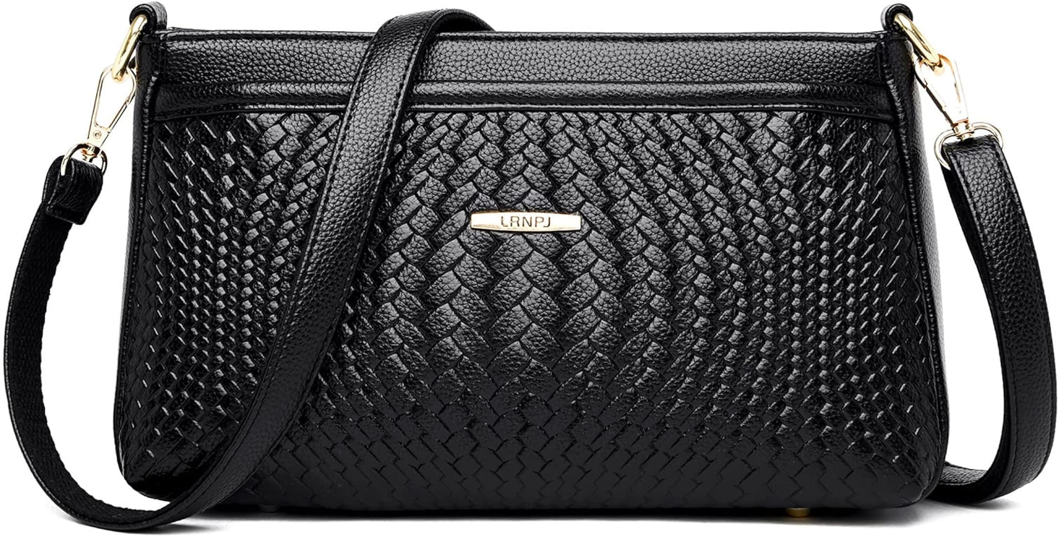 Women's Shoulder Bag Crossbody Handbags Leather Purses Woven Pattern Three Zipper Compartments La... | Amazon (US)