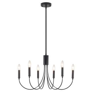 6-Light Black Industrial Dining Room Candle Chandelier Modern Farmhouse Pendant Light | The Home Depot