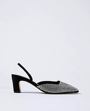 Suede Embellished Slingback Pump | Ann Taylor