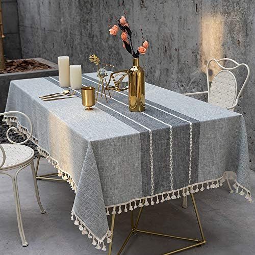 TEWENE Tablecloth, Rectangle Table Cloth Cotton Linen Wrinkle Free Anti-Fading Tablecloths Washab... | Amazon (US)