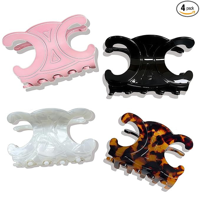 Premium Durable Acetate Butterfly Hair Clips, Celine Hair Clip, 4 Pack Medium Size Acetate Hair C... | Amazon (US)