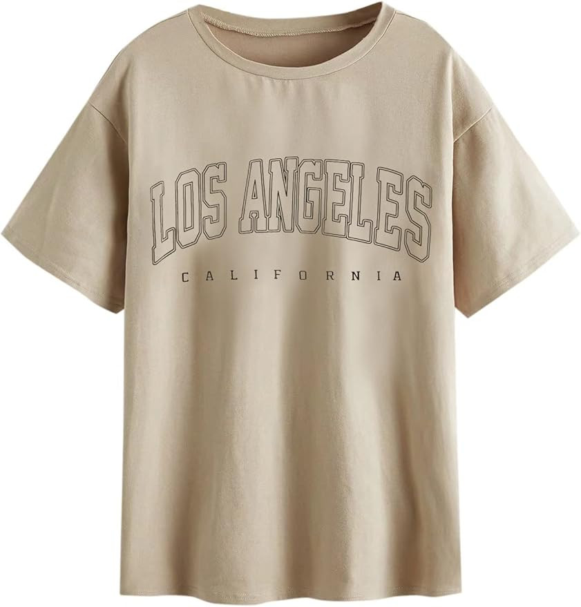 SOLY HUX Women's Graphic Oversized Tees Letter Print Summer Tops Vintage Half Sleeve Loose Casual... | Amazon (US)