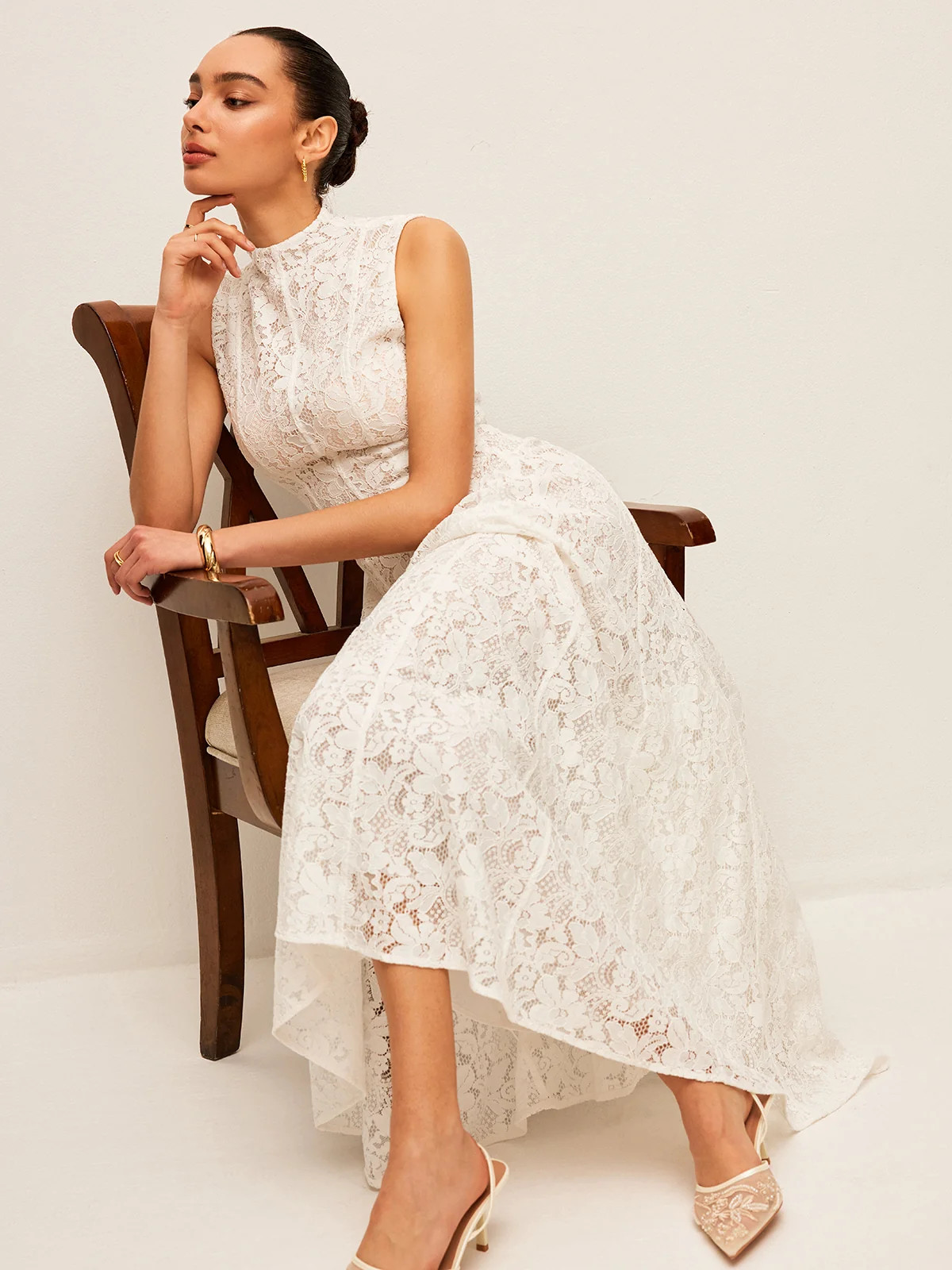 Semi-Sheer Lace Dress | Commense