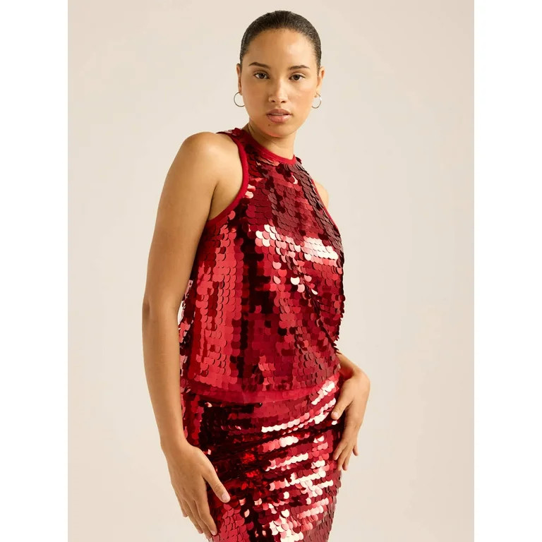 Scoop Women’s & Women's Plus Paillette Sequin Tank Top, Sizes XS-4X | Walmart (US)