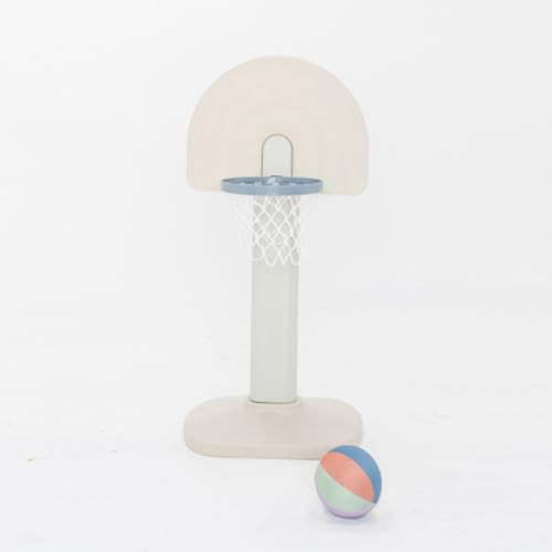 PLAYSMOL Basketball Hoop for Toddlers & Kids, Rainbow Backboard with Blue Rim, Indoor Outdoor Mini Basketball Hoop, Adjustable Height, Colorblock Plush Ball Included, Ages 18m+ | Amazon (US)