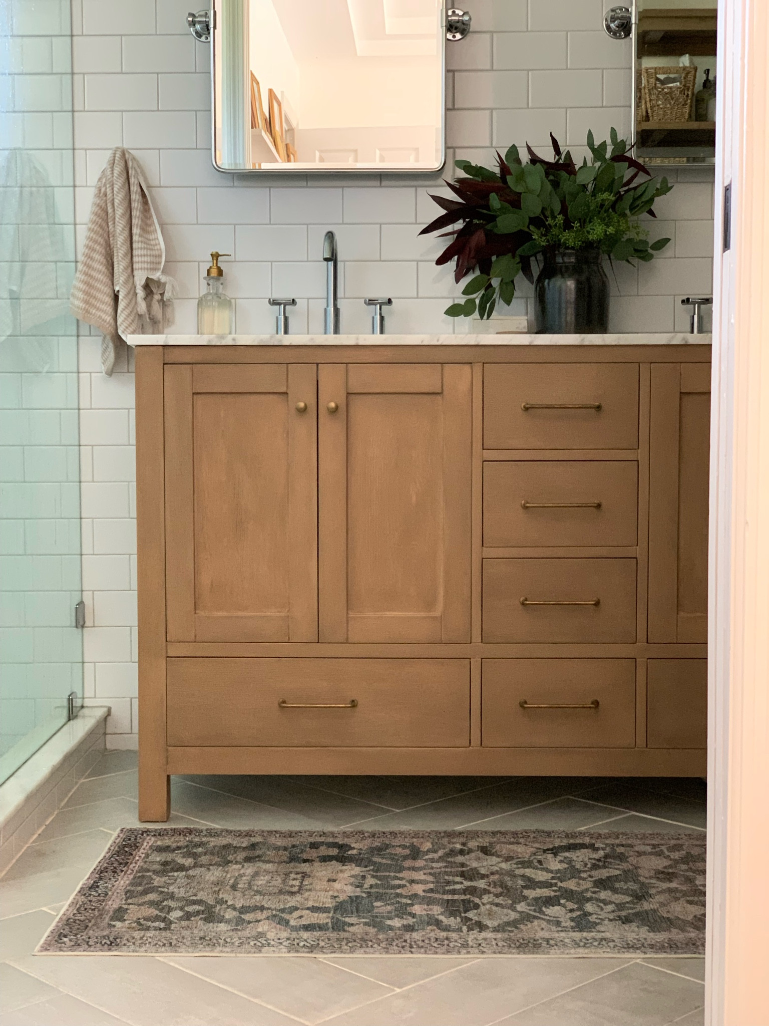 I used the light Retique It for the base layers and then made a custom color that was slightly darker for the top coat with the dark Retique it. I also used this stain but wipe it off immediately! Dries super fast. 