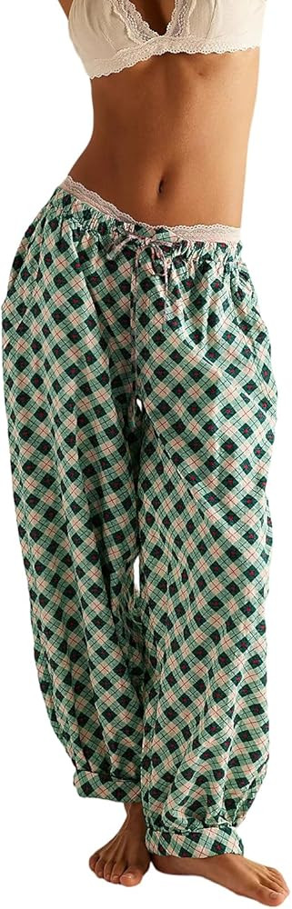 Womens Cute Pajamas Pants Y2K Going Out Streetwear Lightweight Loose Fit Long Bloomers Casual Slo... | Amazon (US)