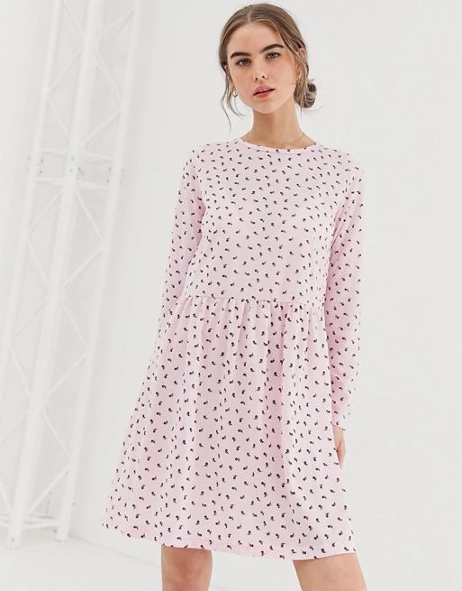 Daisy Street long sleeve smock dress in ditsy rose print | ASOS US