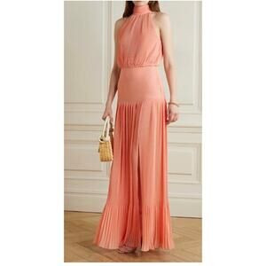 Veronica Beard Lilliana Bright Coral Sleeveless Pleated Maxi Dress 8 | Poshmark