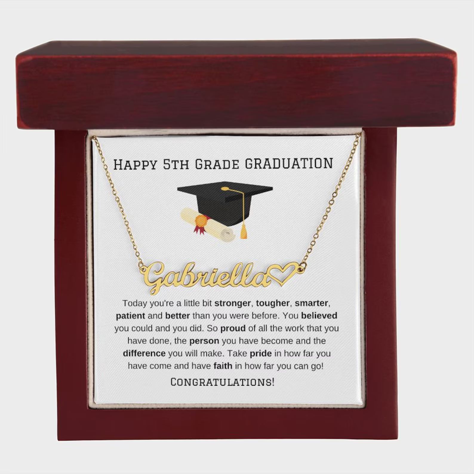 5th Grade Graduation Name Necklace, 5th Grade Graduation Gift, Elementary School Graduation Gift ... | Etsy (US)