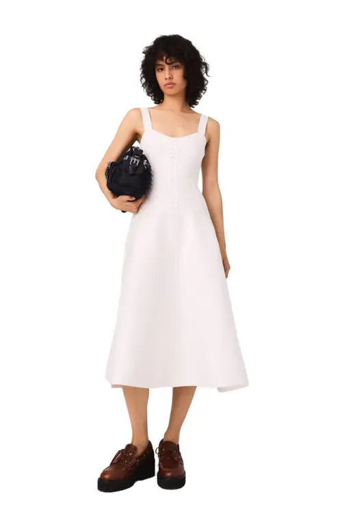 maje Knit babydoll dress in White at Nordstrom, Size 36 Eu | Nordstrom