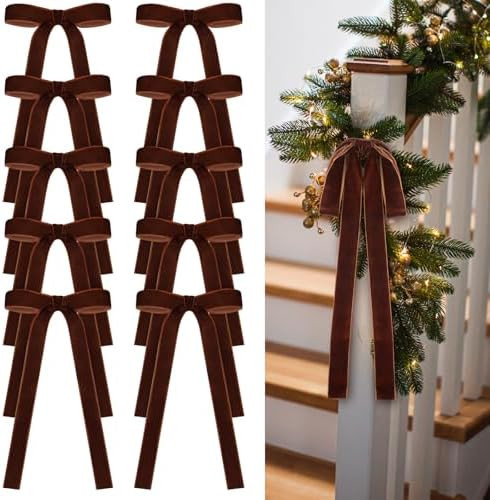 24 Pcs Velvet Bows Christmas Tree Ornaments Vintage Velvet Ribbon Bows for Tree Garland Wreath In... | Amazon (US)