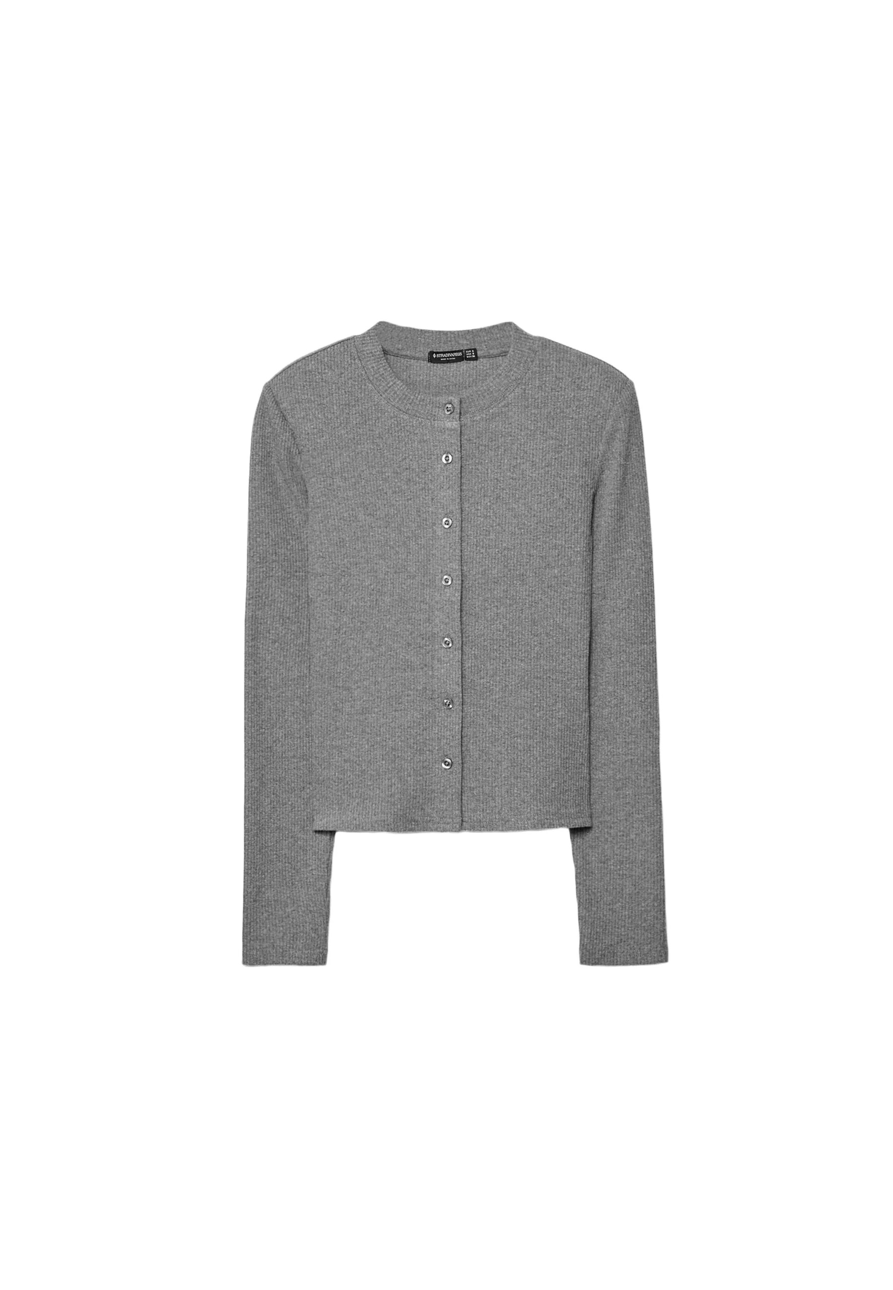 Knit cardigan with padded shoulders - Women's fashion | Stradivarius United Kingdom | Stradivarius (UK)
