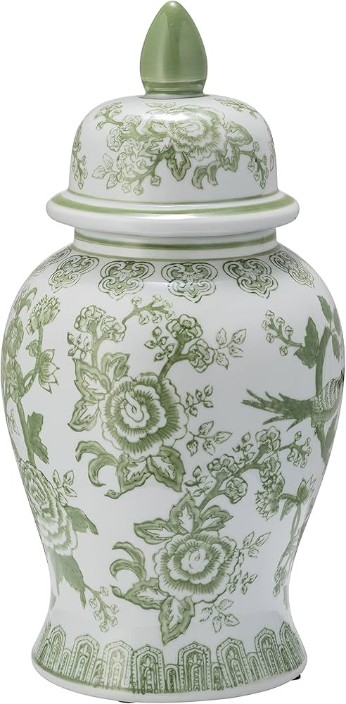 Sagebrook Home Elegant Green Chinoiserie Ceramic Ginger Jar – 14.25” Decorative Lidded Vase f... | Amazon (US)