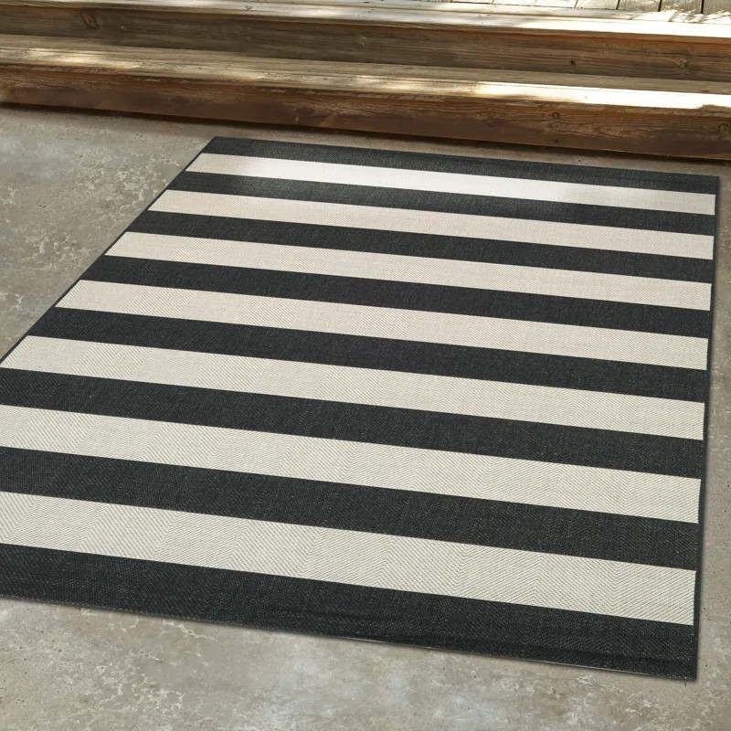 Papatya Flatweave Black Onyx/ Ivory Indoor/Outdoor Rug | Wayfair North America