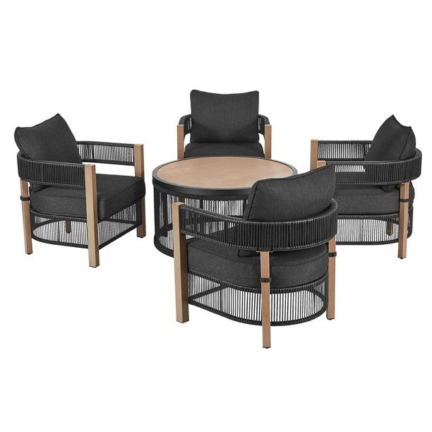 Better Homes & Gardens Tarren 5-Piece Outdoor Conversation Set, Black | Walmart (US)