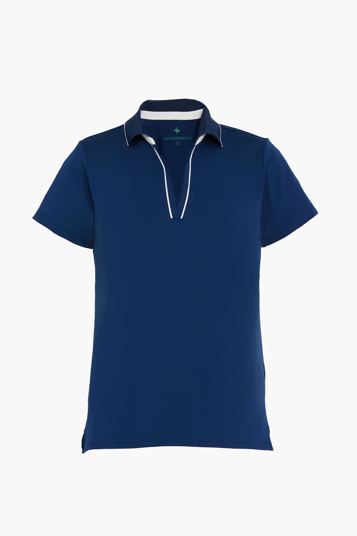 Navy and White Short Sleeve Performance Jersey Caroline Polo | Tuckernuck (US)