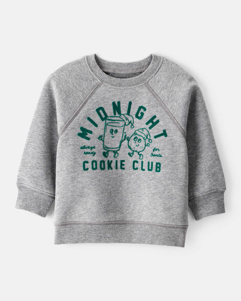 Baby Boy DayDream Fleece Midnight Cookie Club Long-Sleeve Pullover Sweatshirt - Grey | Carter's Inc