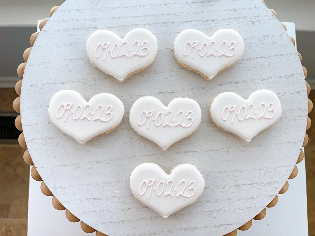 Engagement Heart Date Bridal Shower Custom Sugar Cookies MINIS - Etsy | Etsy (US)
