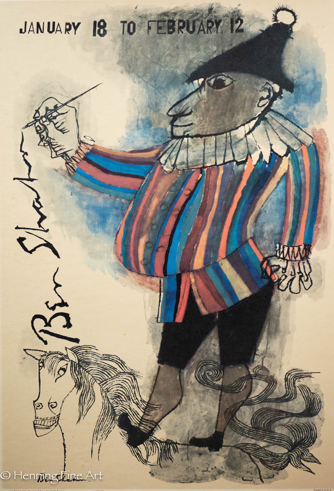 Beautiful Mid Century Ben Shahn Exhibition Lithograph Poster, Jester on Horse - Etsy | Etsy (US)