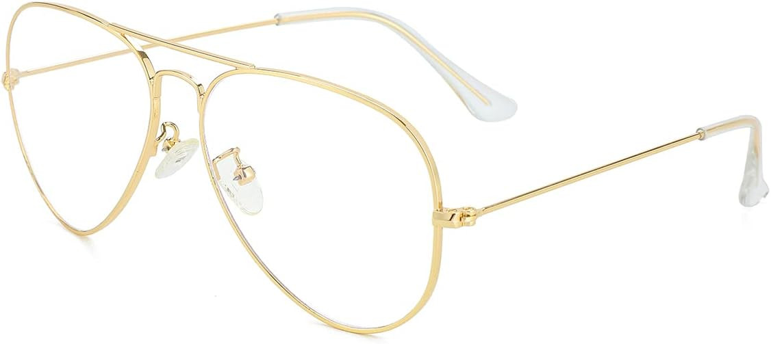 Aviator Clear Lens Glasses for Women Men Non-prescription Glasses | Amazon (US)