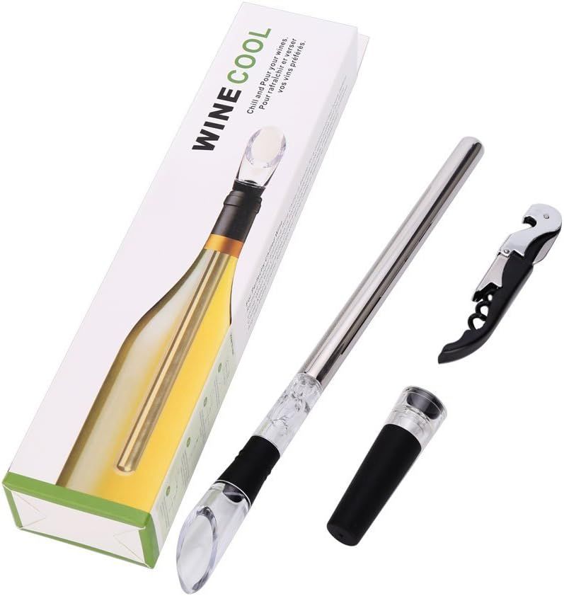 Iceless Wine Chiller, 3-in-1 Stainless Steel Wine Bottle Cooler Stick with Aerator and Pourer - I... | Amazon (US)
