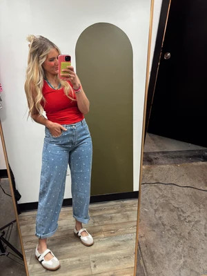 Frankie and Jules Polka Dot Straight Leg Jean - Polka Dot Straight Leg Jean | Shop.app