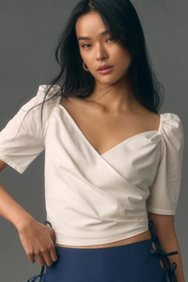 By Anthropologie Puff-Sleeve Wrap Top | Anthropologie (US)
