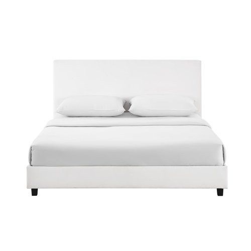 Mainstays Upholstered Platform Bed, Queen Frame, White Faux Leather - Walmart.com | Walmart (US)