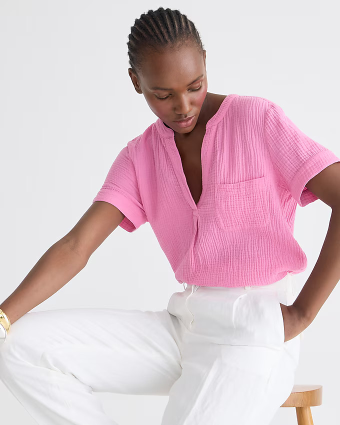 V-neck soft gauze popover | J. Crew US