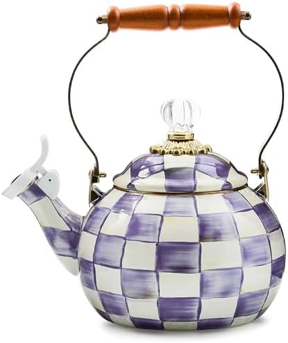MACKENZIE-CHILDS Enamel Whistling Tea Kettle, Decorative Teapot, 2 Quarts, Purple-and-White Viole... | Amazon (US)