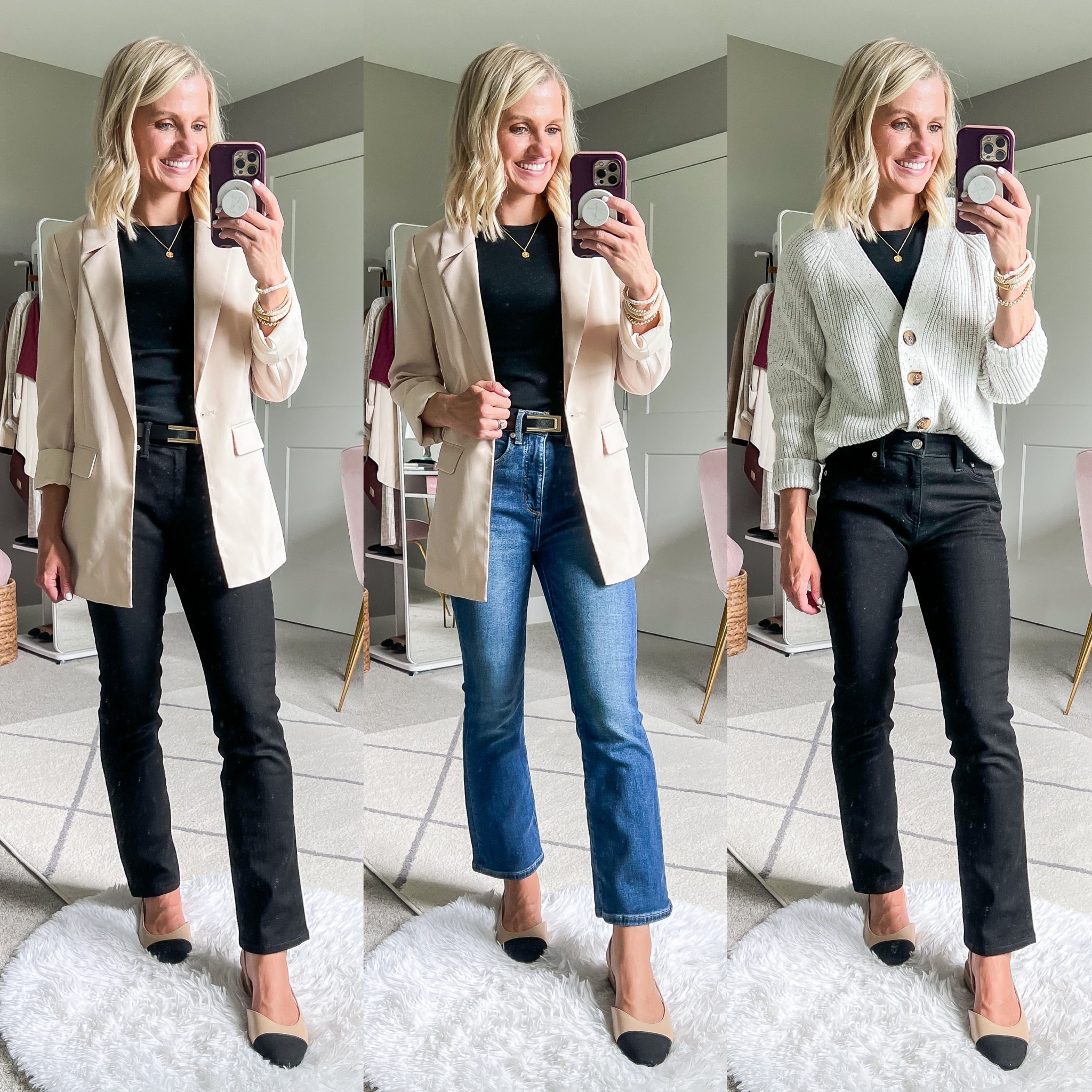 Teacher capsule wardrobe outfits! Top (linked similar) || blazer- xs || cardigan- xs || black jeans- 26/short || jeans- 24/petite (run big)

#LTKWorkwear #LTKFindsUnder50 #LTKStyleTip