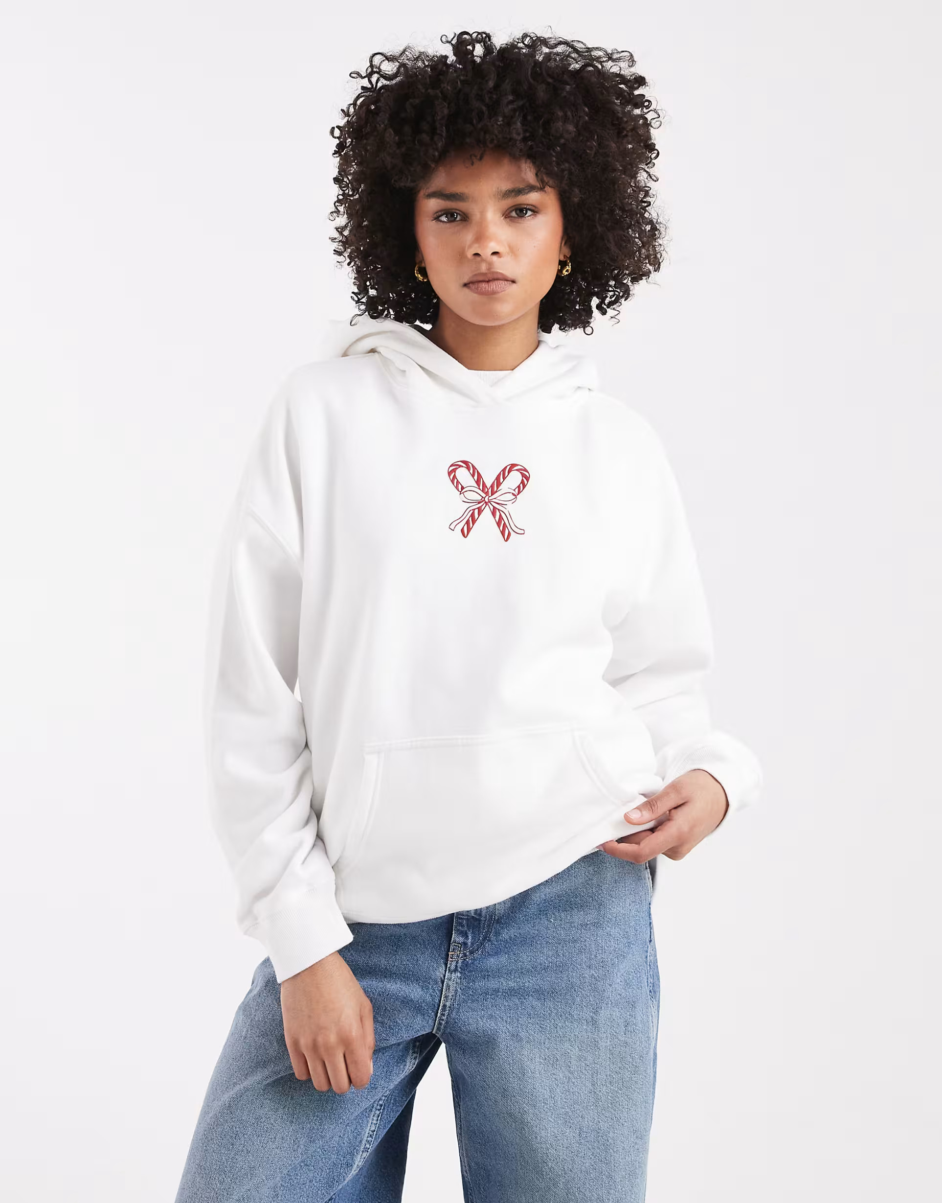 Hollister oversized 'Nice List' festive hoodie in white | ASOS (Global)