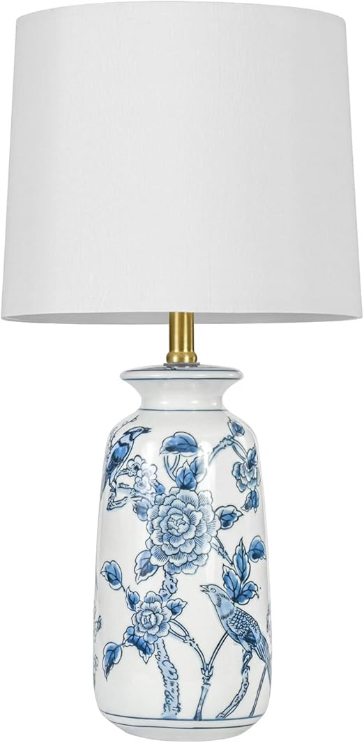 24.25" Blue Ceramic Table Lamp for Living Room, Classic Blue and White Lamp for End Table, Blue B... | Amazon (US)