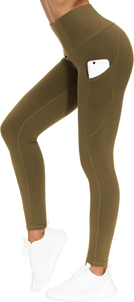 THE GYM PEOPLE Thick High Waist Yoga Pants with Pockets, Tummy Control Workout Running Yoga Leggi... | Amazon (US)