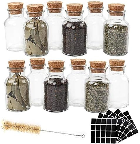 CUCUMI 12pcs 150ml Glass Spice Jars Reusable Glass Spice Bottles Glass Containers with Cork 100pc... | Amazon (US)