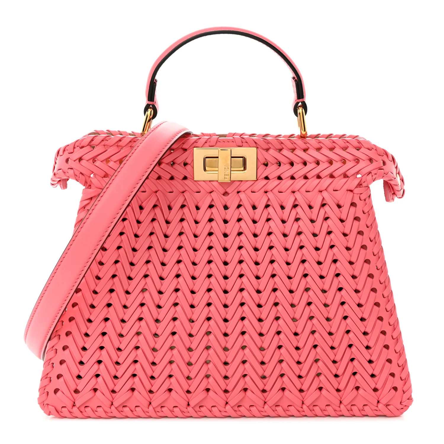Vitello King Shiny Nappa Intreccio Small Peekaboo I SEE U Satchel Pink Dalia | FASHIONPHILE (US)