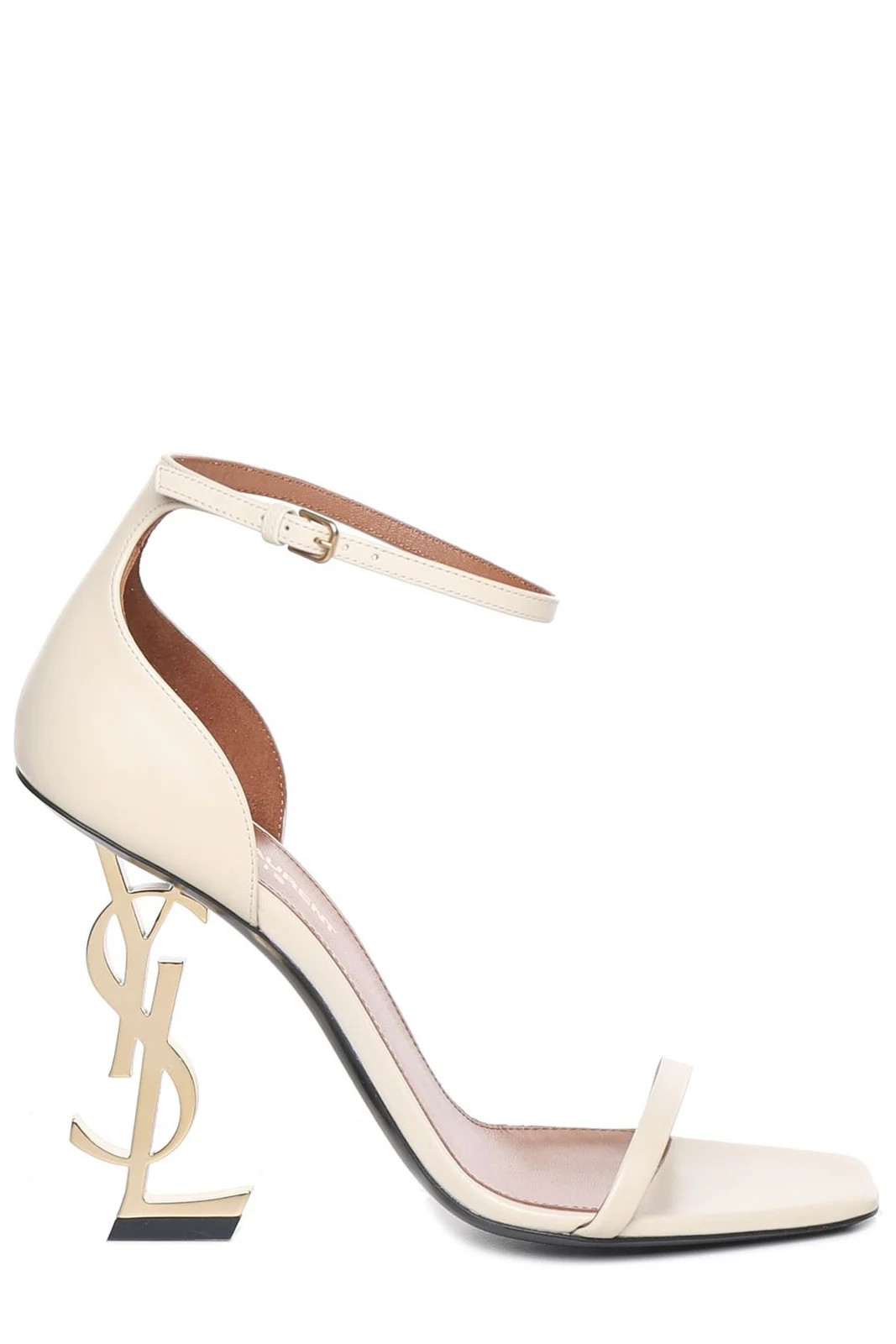Saint Laurent Opyum Logo Plaque Heeled Sandals | Cettire Global