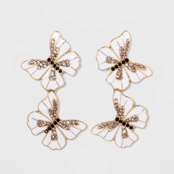 SUGARFIX by BaubleBar Butterfly Drop Earrings - White | Target