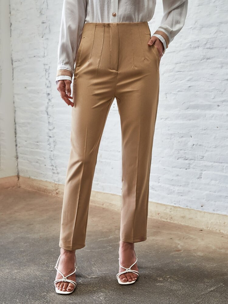 Slant Pockets Seam Detail Pants | SHEIN