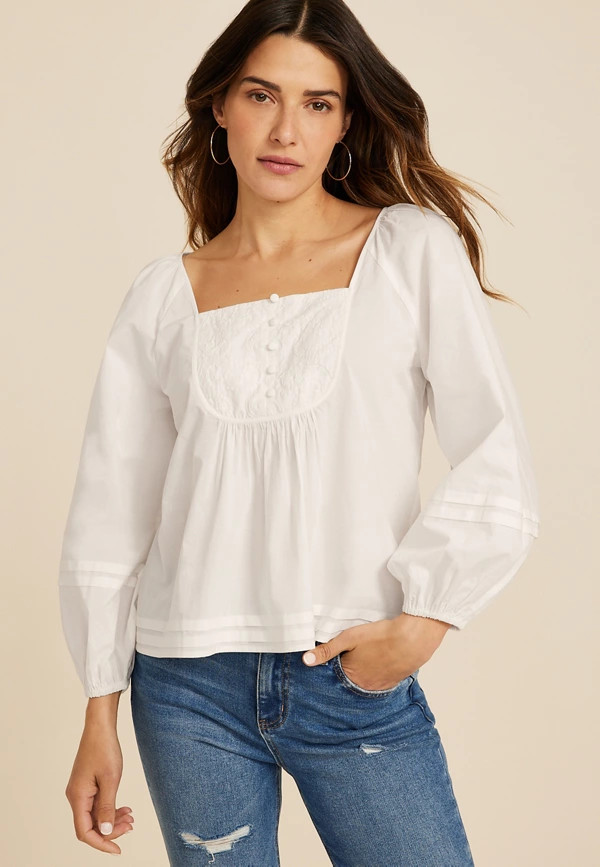 Embroidered Peasant Blouse | Maurices