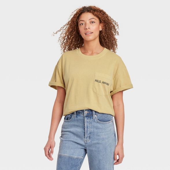 Women's Big Island Aloha Short Sleeve Graphic T-Shirt - Tan | Target