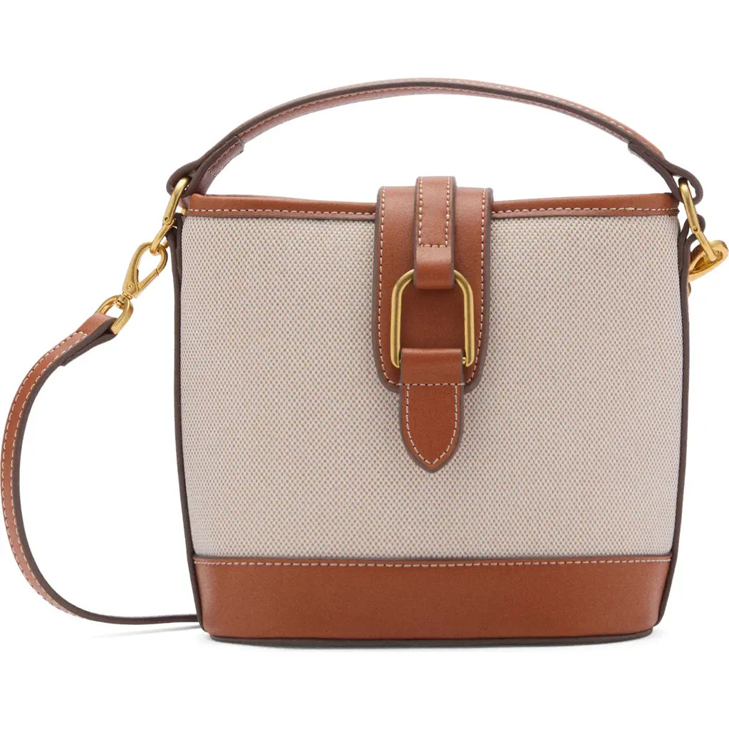 MANGO Canvas & Faux Leather Bucket Bag at Nordstrom | Nordstrom