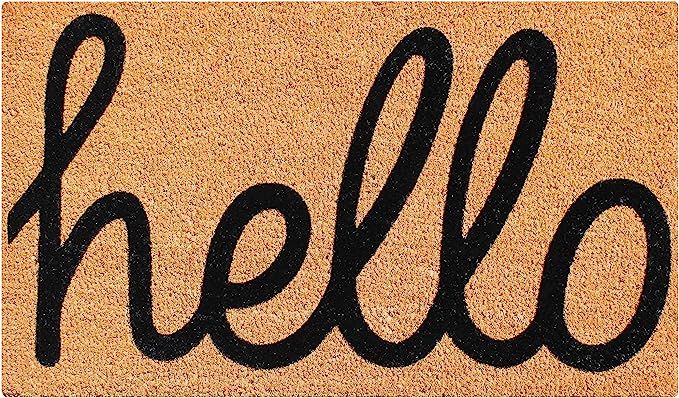 A1 Home Collections PTF1005 Fade Resistant 'Hello' Entry Coir Flocked Doormat, 30" L x 18" W, 18"... | Amazon (US)