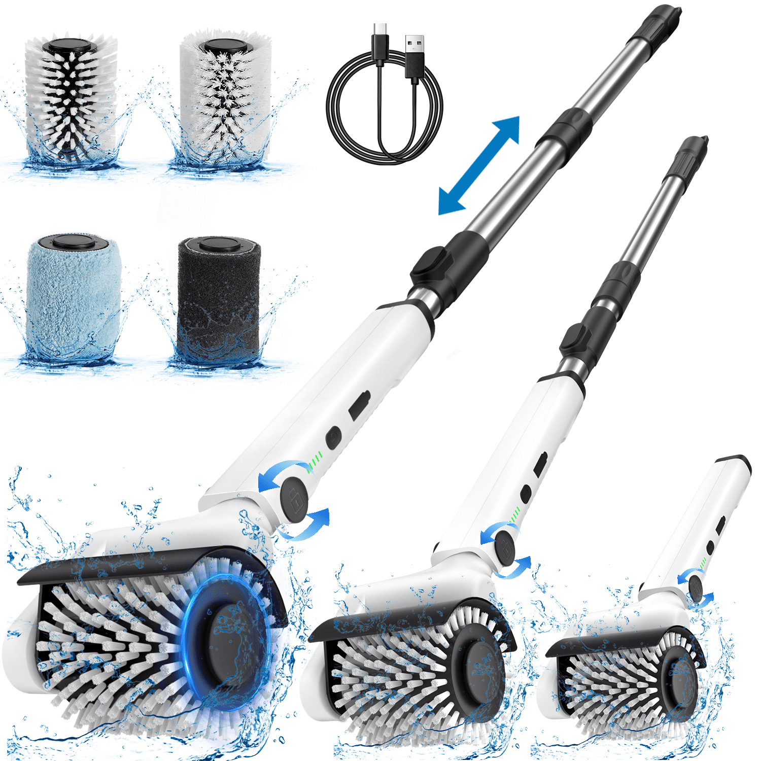 HOOFUN Electric Spin Scrubber, Cordless Bath Tub Power Roller Electric Cleaning Brush Full Waterp... | Walmart (US)