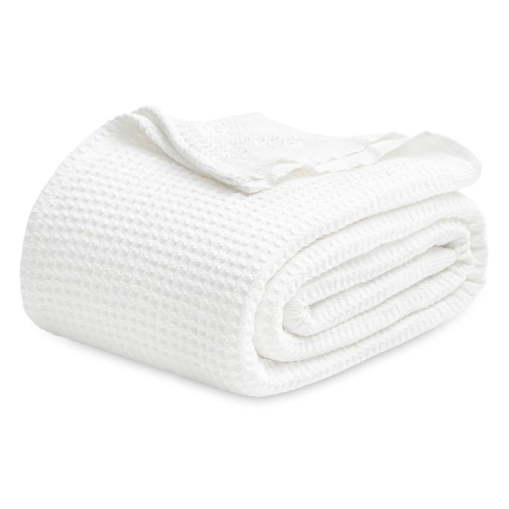 Bedsure 100% Cotton Blanket Queen Size for Bed - Breathable and Soft, Waffle Weave Blanket for Su... | Amazon (US)