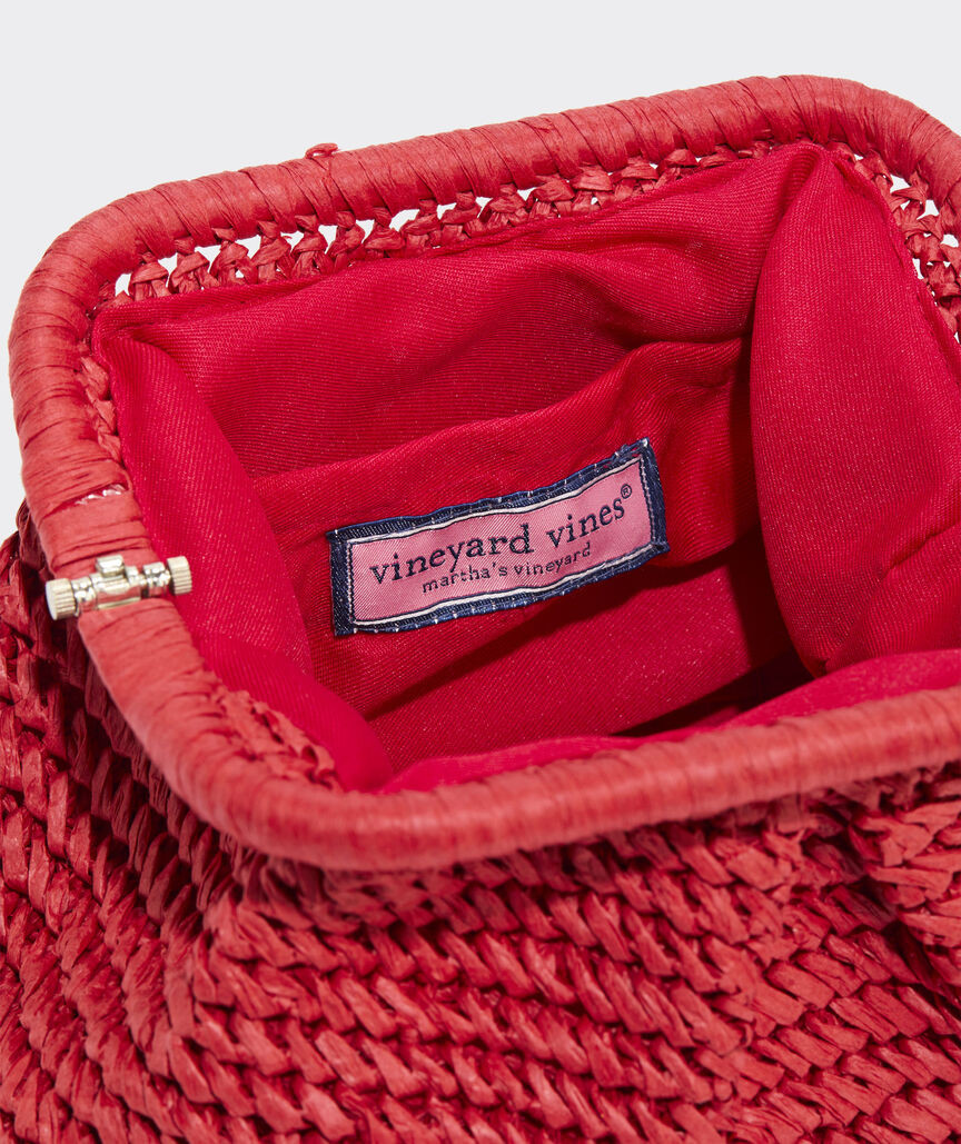 Crochet Straw Clamshell Clutch | vineyard vines