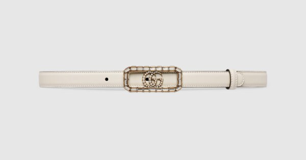Thin belt with crystal Double G buckle | Gucci (US)